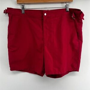 Lacoste Bulldog Setter Style Taylored Swim Shorts Size Large Red Mesh Lining Men